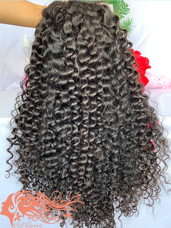 Csqueen Raw Burmese Curly 4*4 Transparent Lace Closure wig 100% Human Hair Transparent Wig 130%density - Click Image to Close